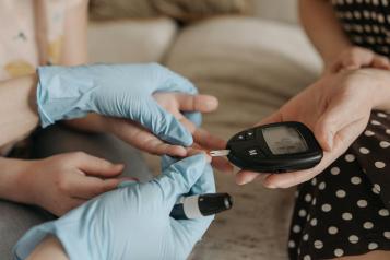 Finger print blood check for diabetes 
