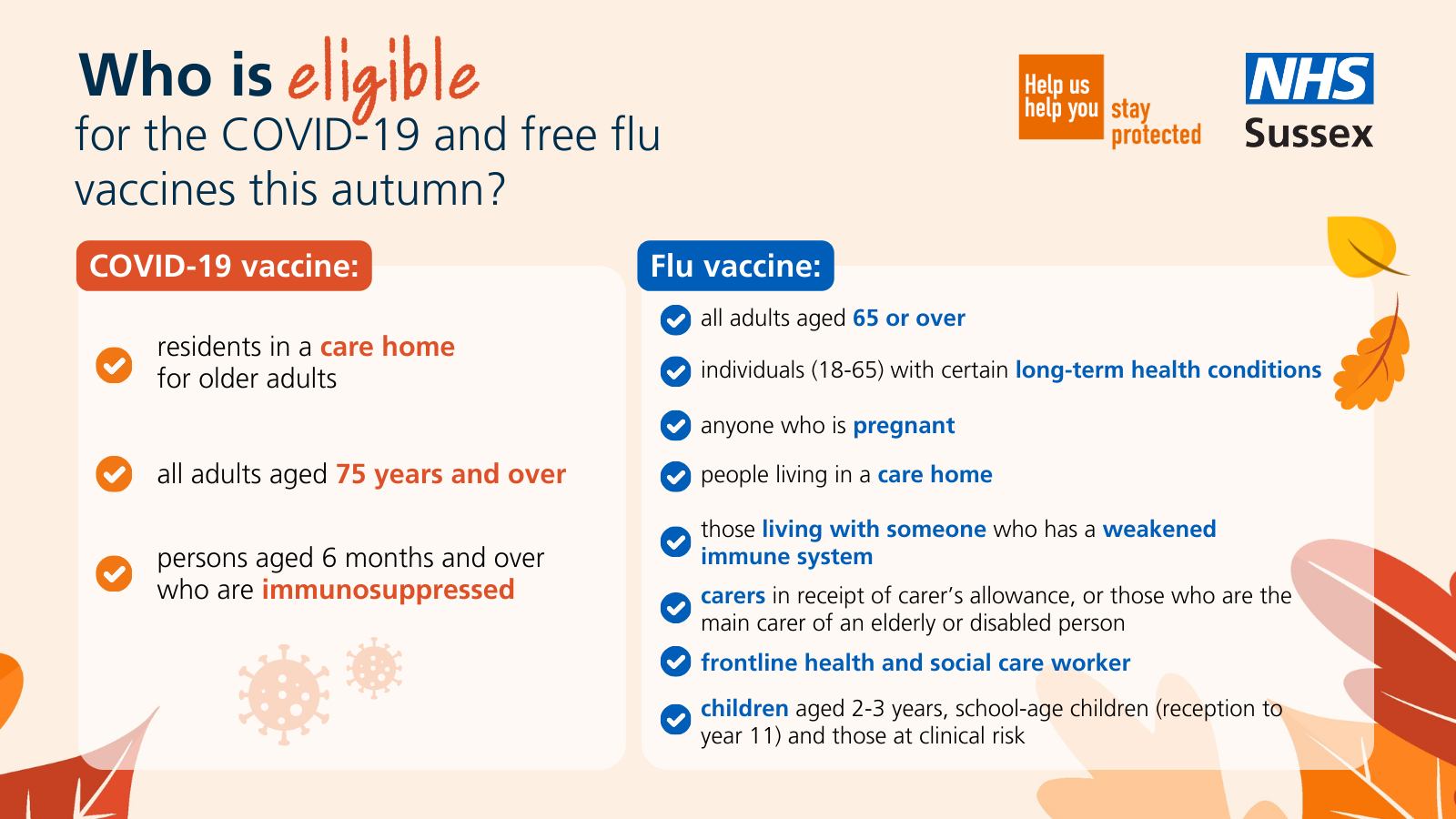 Who is eligible for flu and Covid vaccines 