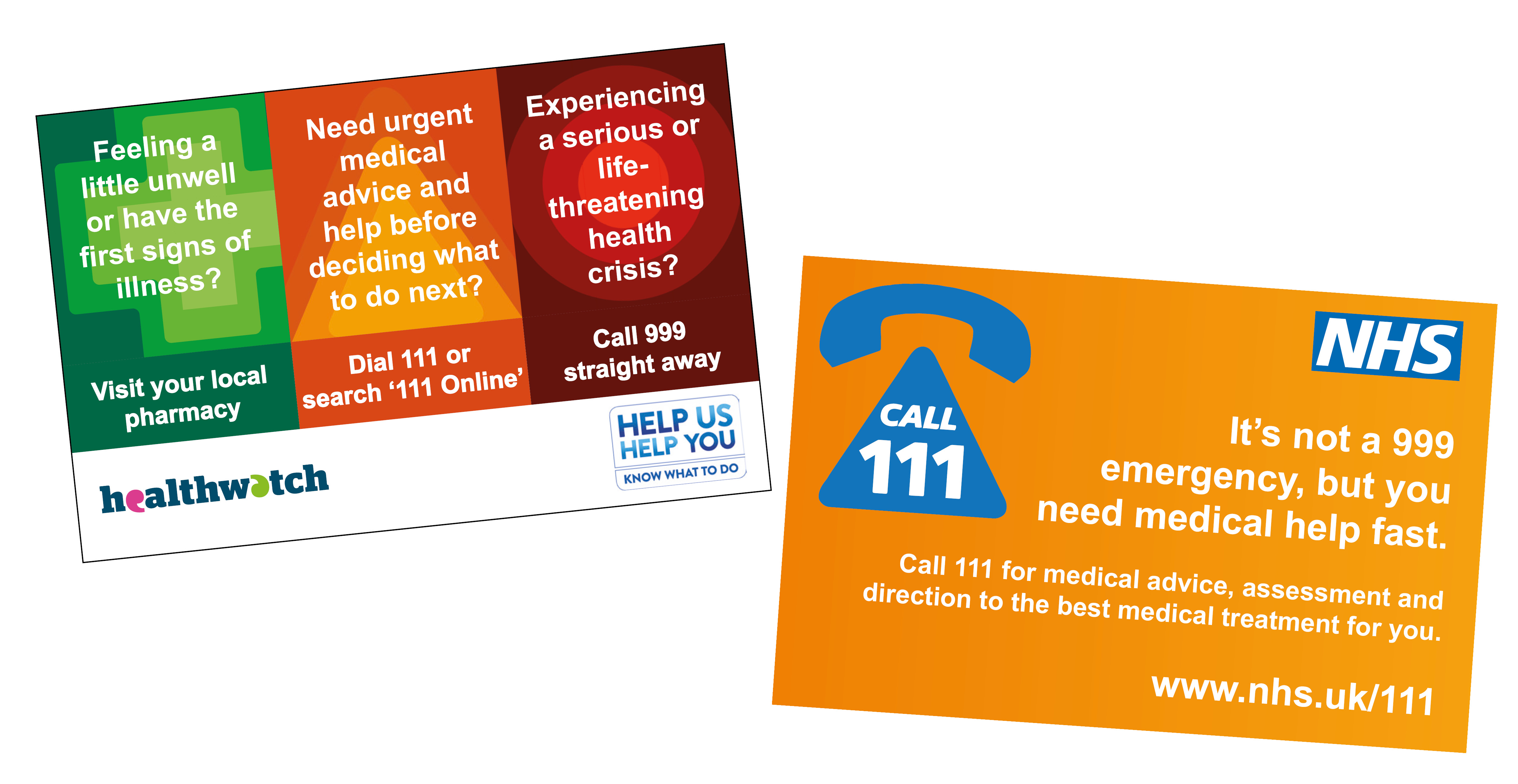 Pharmacy, 111 or 999 cards - front and back