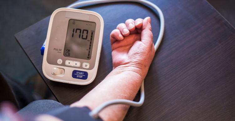 Having a blood pressure test