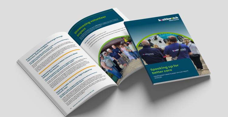 A mock up of the annual report includes a front page and 2 inner pages