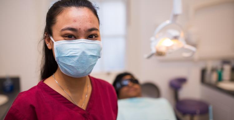 Dentist with patient