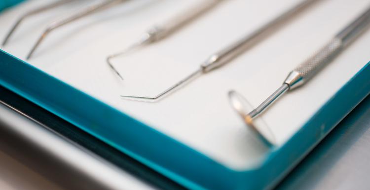 Close up view of dentist tools