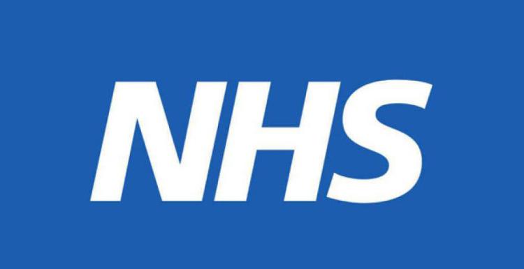 NHS logo on blue background