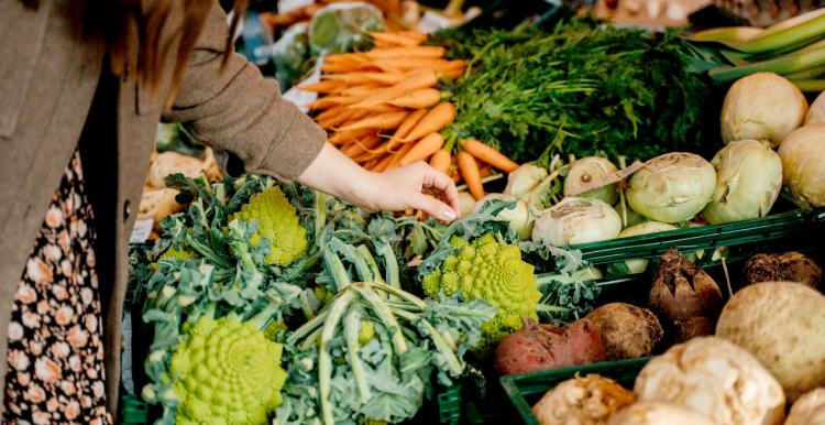 Boxes of fresh fruit and vegetables 