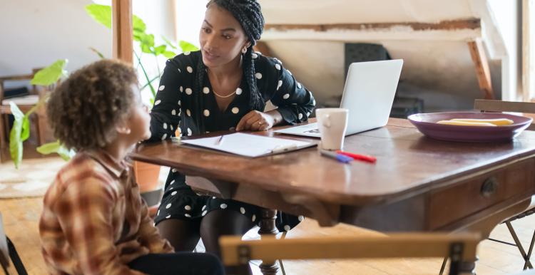 Mother and child talking