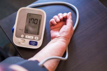 Having a blood pressure test