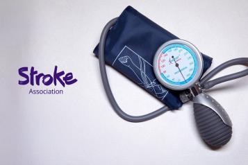 Stroke Association logo and an image of a blood pressure monitor 