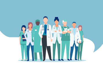 Vector of a medical staff, group of confident doctors and nurses