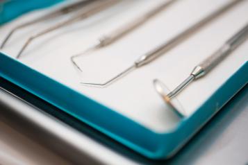 Close up view of dentist tools