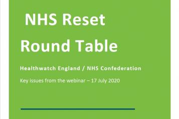 front page - NHS Reset Round Table report