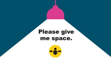 Spotlight graphic with the 'Please Give Me Space' branding