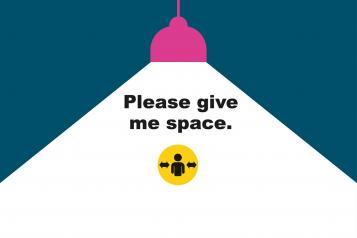 Spotlight graphic with the 'Please Give Me Space' branding