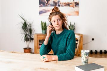 Lady at home, on the phone