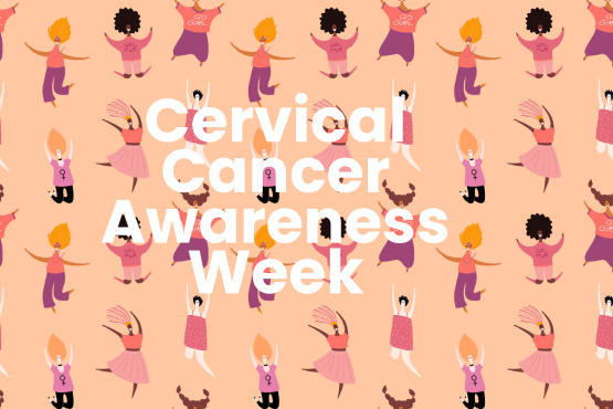 Cervical Cancer Awareness Week. Background of illustrations of women.
