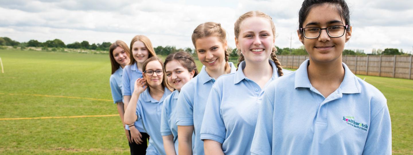 Group of youth Healthwatch volunteers standing in a line