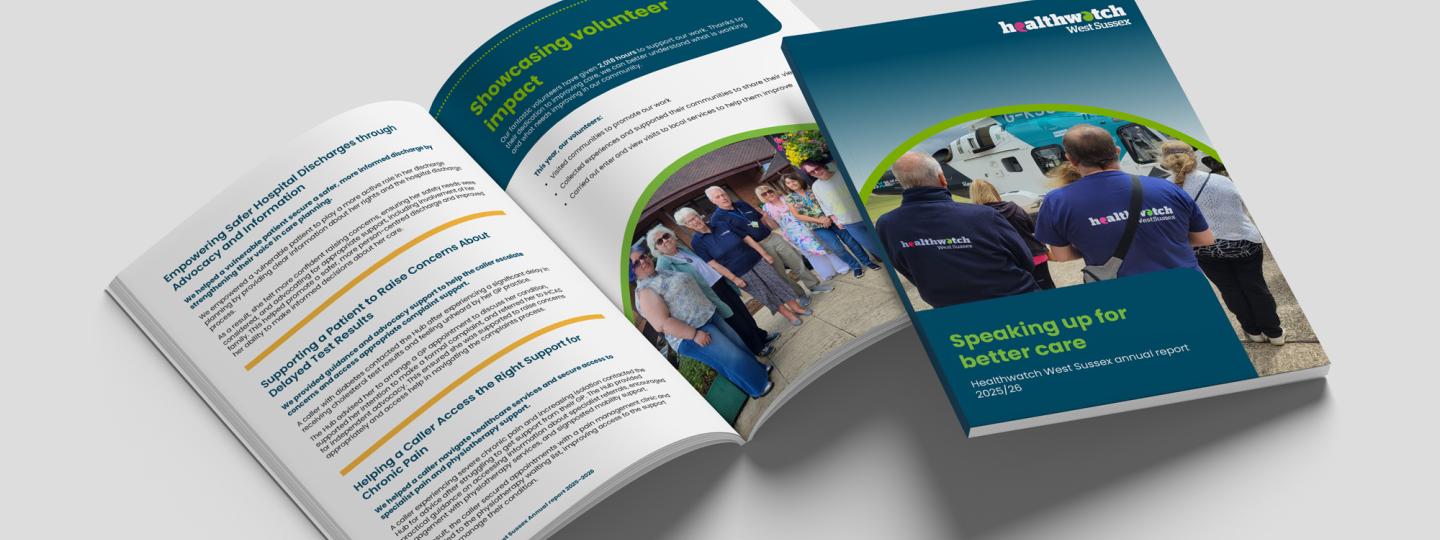 A mock up of the annual report includes a front page and 2 inner pages